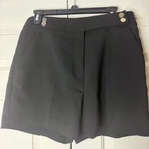 H&M Black High Waisted Tailored Shorts US 12 EU 42 Silver Button